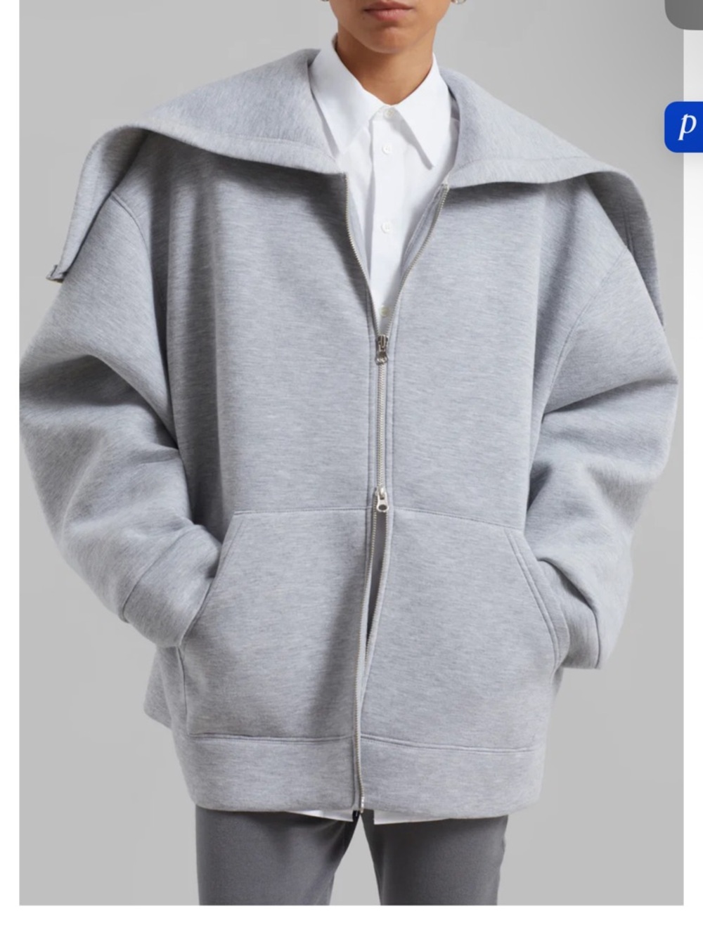 The Frankie Shop Light Gray Oversized Zip Hoodie